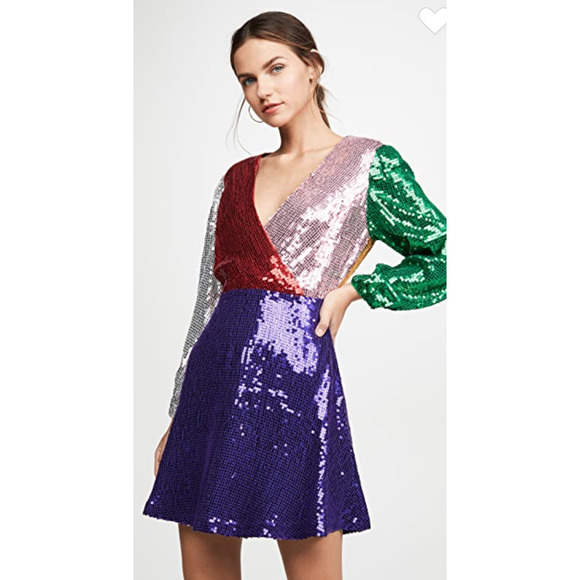 NWT alice + olivia Blaze Sequin Color block Dress
